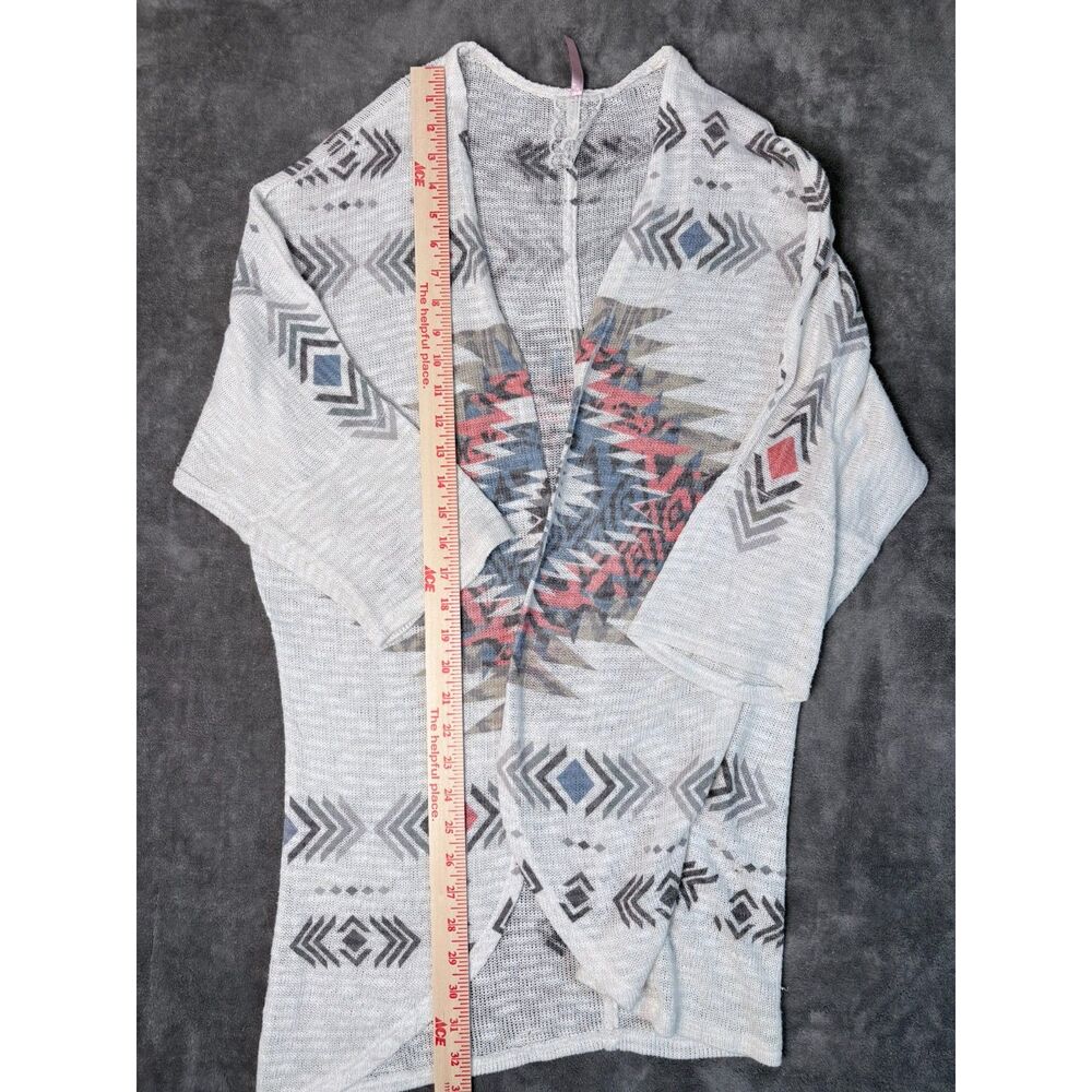 Mauve Aztec Print Open Front Lightweight Sweater … - image 6